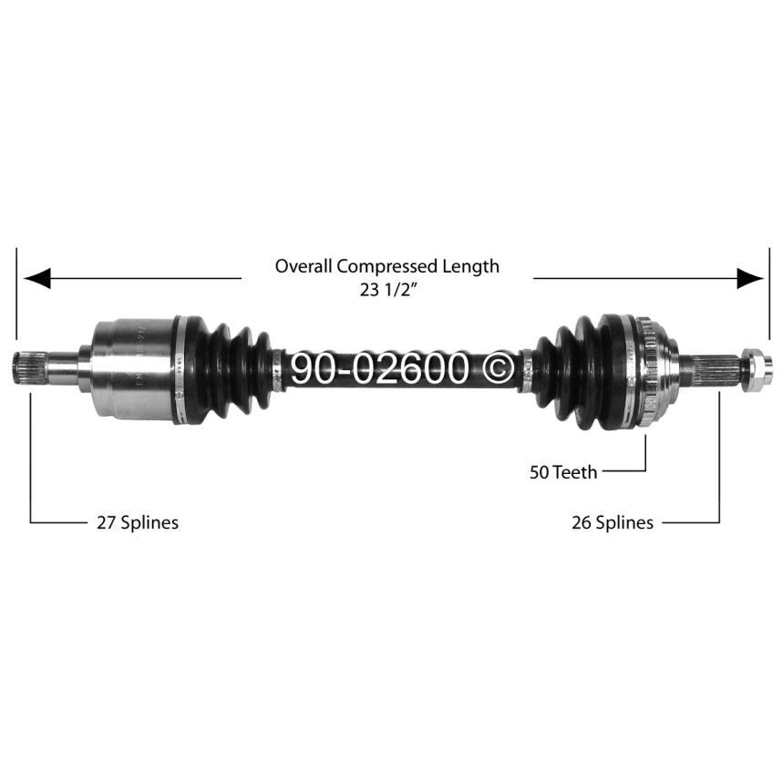Honda Civic Drive Axle Front Automatic Transmission Si Front Left
